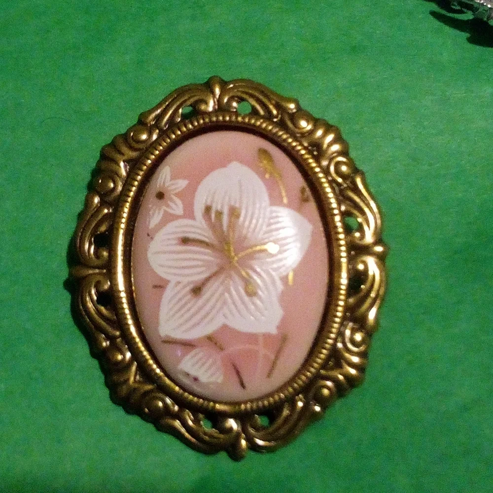 Lot Of Six Vintage Brooches Pins Swan Flowers Pastilli Gerry - Picture 10 of 14